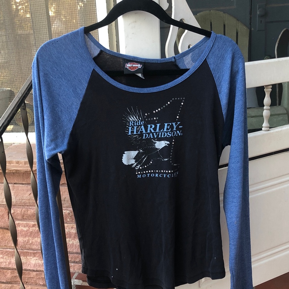 Harley-Davidson  Black and Blue Long Sleeve Tee